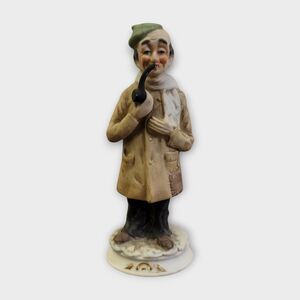 Vintage Ceramic Figurine Elderly Man Smoking Pipe‎ 7" Made in Japan